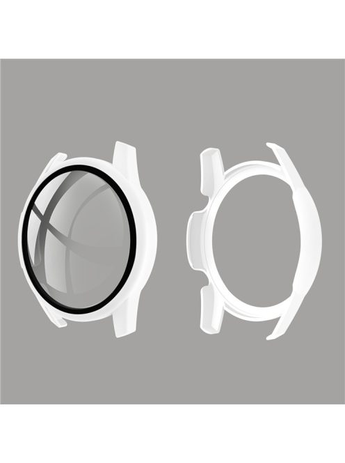 Rubberized PC Frame + Tempered Glass Screen Protector Cover Shell for Huawei Watch GT 2 46mm - White