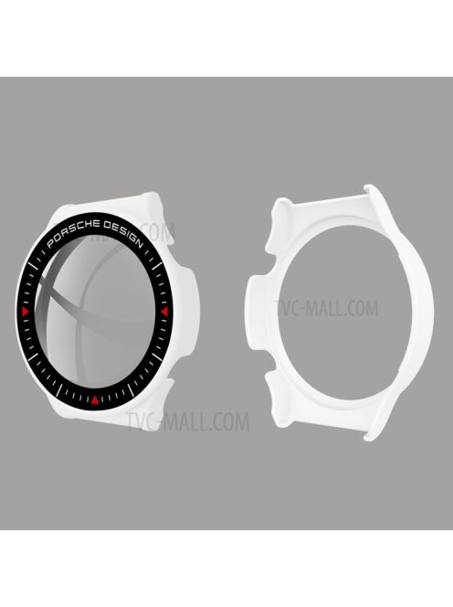 Rubberized PC Frame Intergrated Tempered Glass Screen Protector Smart Watch Cover for Huawei Watch GT 2 Pro (Porsche Design) - White