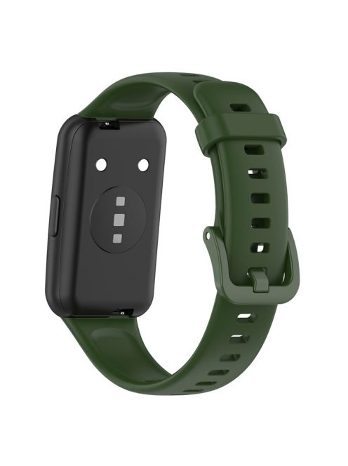 Silicone Smart Watch Band for Huawei Band 7, Solid Color Adjustable Wrist Strap Replacement - Army Green