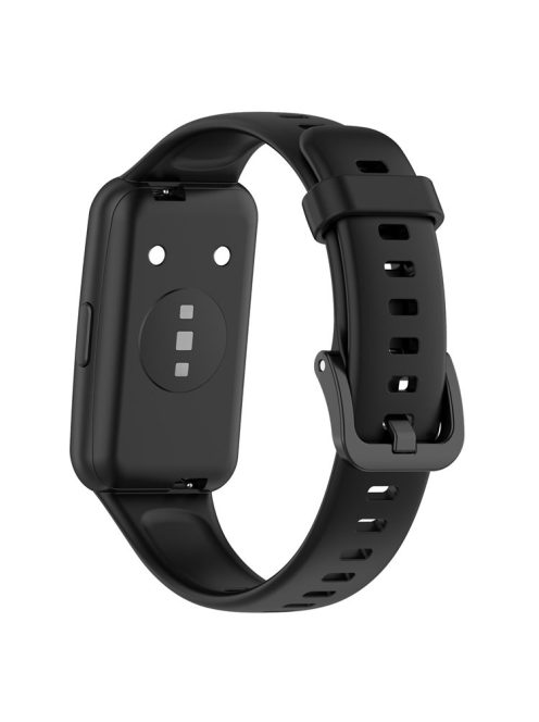 Silicone Smart Watch Band for Huawei Band 7, Solid Color Adjustable Wrist Strap Replacement - Black