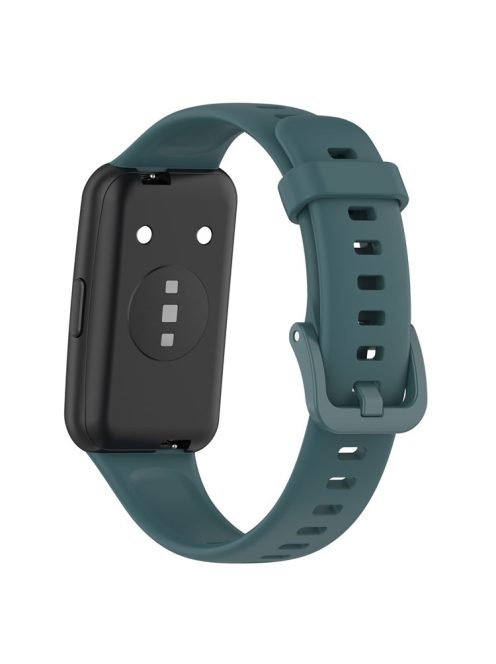 Silicone Smart Watch Band for Huawei Band 7, Solid Color Adjustable Wrist Strap Replacement - Dark Green