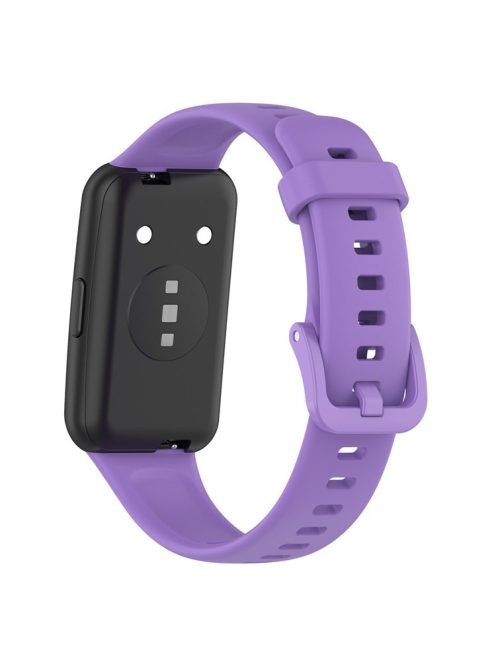 Silicone Smart Watch Band for Huawei Band 7, Solid Color Adjustable Wrist Strap Replacement - Lilac Purple