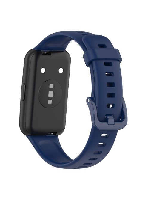 Silicone Smart Watch Band for Huawei Band 7, Solid Color Adjustable Wrist Strap Replacement - Navy Blue