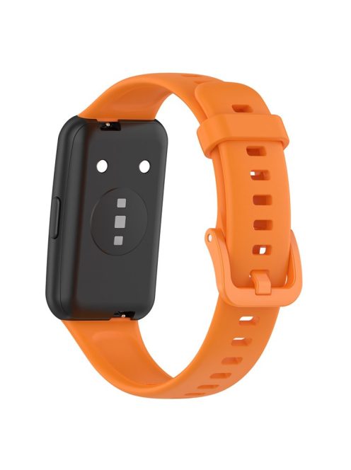 Silicone Smart Watch Band for Huawei Band 7, Solid Color Adjustable Wrist Strap Replacement - Orange