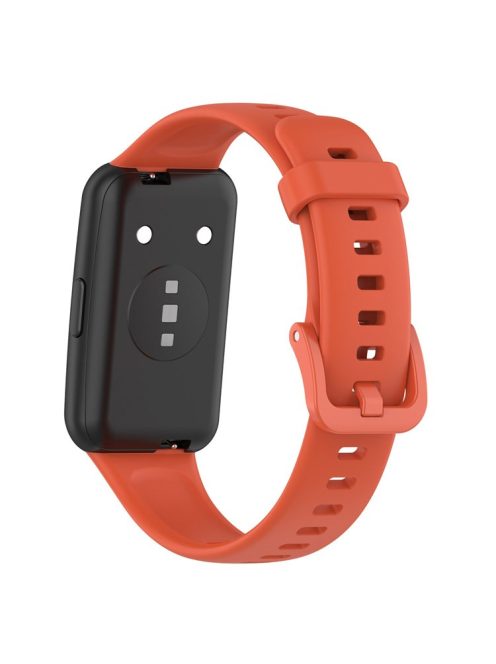 Silicone Smart Watch Band for Huawei Band 7, Solid Color Adjustable Wrist Strap Replacement - Orange Red