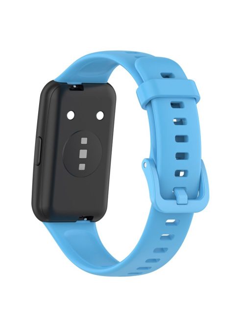 Silicone Smart Watch Band for Huawei Band 7, Solid Color Adjustable Wrist Strap Replacement - Sky Blue