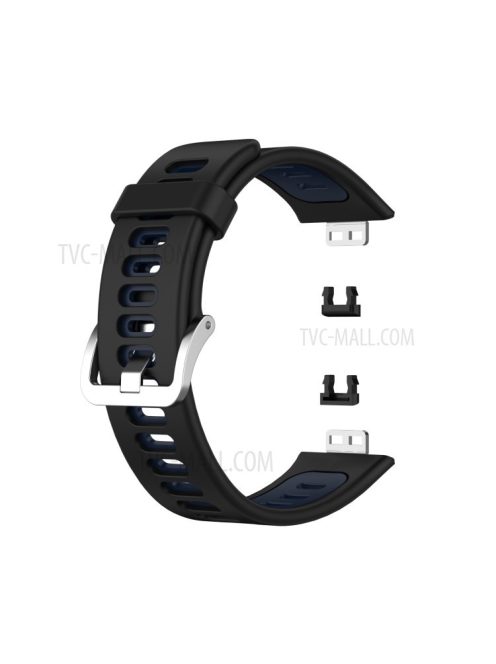 Soft Silicone Dual Color Watch Strap for Huawei Watch Fit - Black/Blue