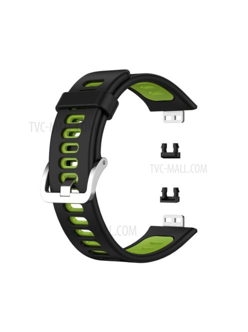 Soft Silicone Dual Color Watch Strap for Huawei Watch Fit - Black/Green