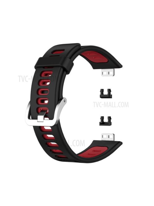 Soft Silicone Dual Color Watch Strap for Huawei Watch Fit - Black/Red