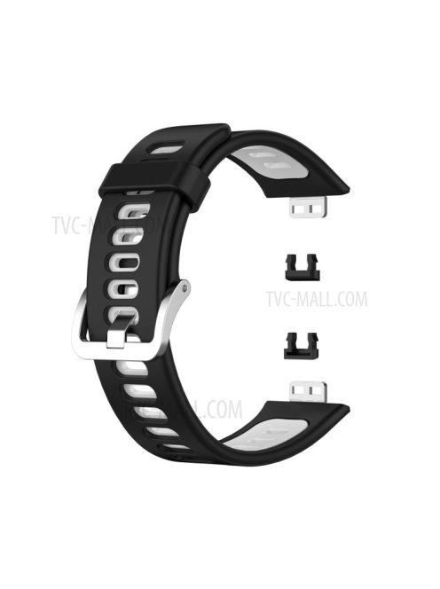 Soft Silicone Dual Color Watch Strap for Huawei Watch Fit - Black/White