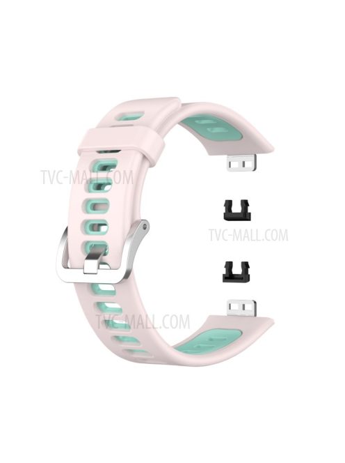 Soft Silicone Dual Color Watch Strap for Huawei Watch Fit - Pink/Teal