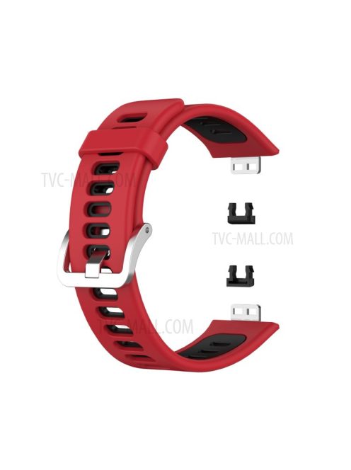 Soft Silicone Dual Color Watch Strap for Huawei Watch Fit - Red/Black