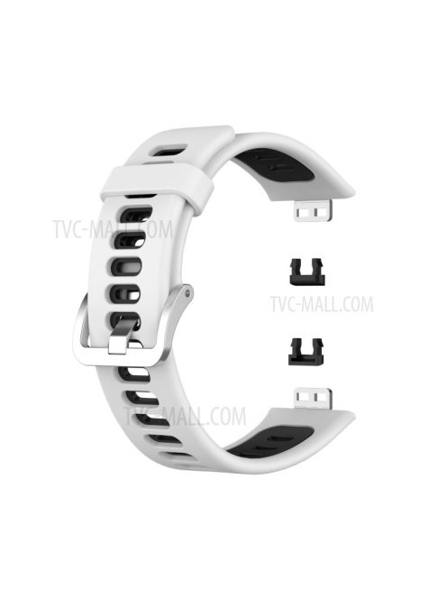 Soft Silicone Dual Color Watch Strap for Huawei Watch Fit - White/Black