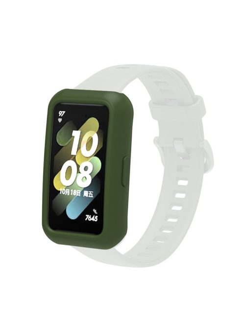 Soft Silicone Watch Case for Huawei Band 7/6, Anti-scratch Protection Watch Frame Cover - Army Green