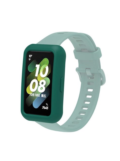 Soft Silicone Watch Case for Huawei Band 7/6, Anti-scratch Protection Watch Frame Cover - Dark Green