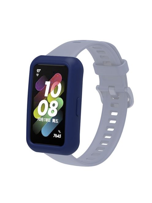 Soft Silicone Watch Case for Huawei Band 7/6, Anti-scratch Protection Watch Frame Cover - Navy Blue