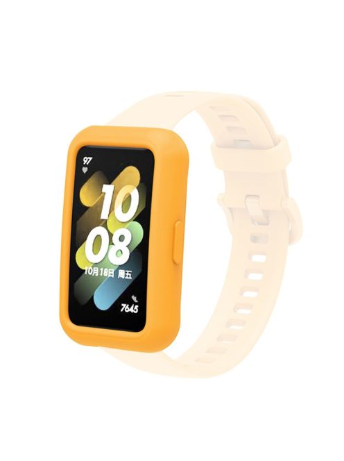 Soft Silicone Watch Case for Huawei Band 7/6, Anti-scratch Protection Watch Frame Cover - Orange