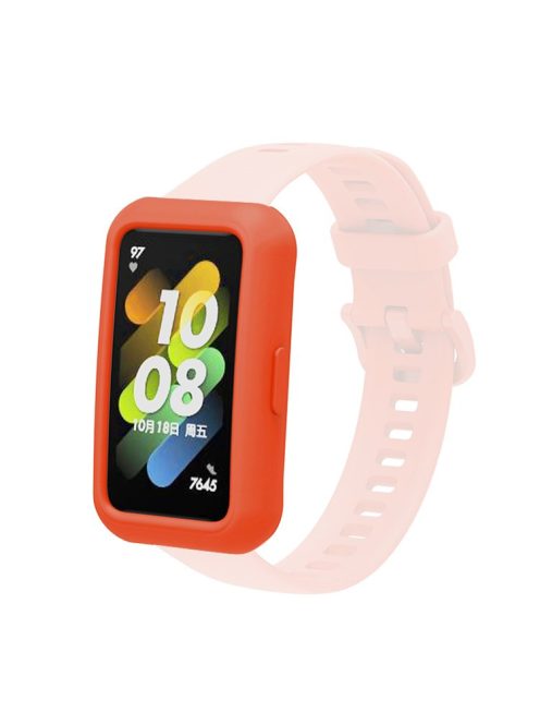 Soft Silicone Watch Case for Huawei Band 7/6, Anti-scratch Protection Watch Frame Cover - Red