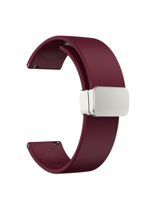 Sport Bands for Huawei Watch 4 / Watch 4 Pro / Watch 3 / Watch 3 Pro , Silicone 22mm Watch Strap with Silver Magnetic Folding Buckle - Wine Red