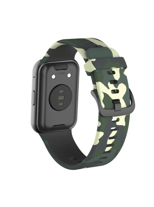 Stylish Camouflage Pattern Flexible Silicone Watch Strap for Huawei Watch Fit - Green