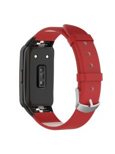   Top Layer Genuine Leather Quick Release Watch Band Strap Replacement for Huawei Band 6/Honor Band 6 - Red