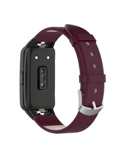   Top Layer Genuine Leather Quick Release Watch Band Strap Replacement for Huawei Band 6/Honor Band 6 - Wine Red