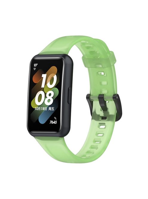 Translucent Smart Watch Band for Huawei Band 7, Soft Silicone Adjustable Wrist Strap Replacement - Transparent Green