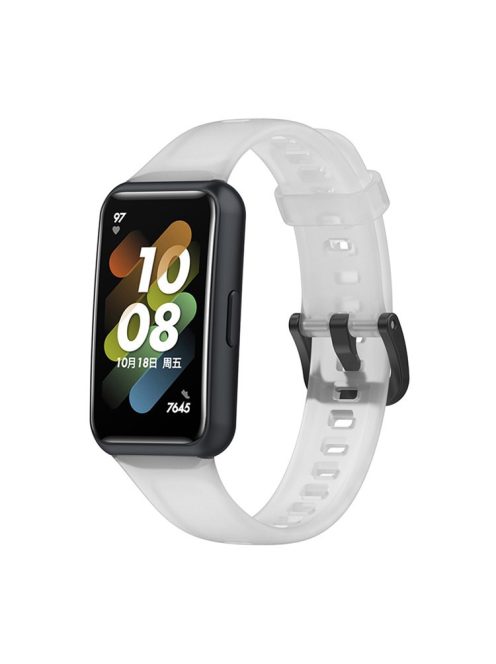 Translucent Smart Watch Band for Huawei Band 7, Soft Silicone Adjustable Wrist Strap Replacement - Transparent White