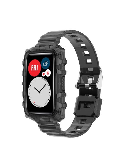 Transparent TPU Integrated Smart Watch Band Wrist Strap Frame for Huawei Watch Fit / Fit 2 / Fit New, One Size - Black