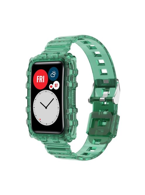 Transparent TPU Integrated Smart Watch Band Wrist Strap Frame for Huawei Watch Fit / Fit 2 / Fit New, One Size - Green