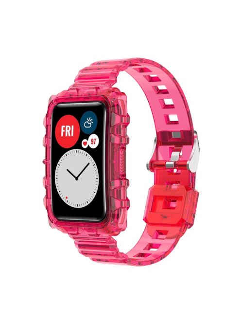 Transparent TPU Integrated Smart Watch Band Wrist Strap Frame for Huawei Watch Fit / Fit 2 / Fit New, One Size - Rose