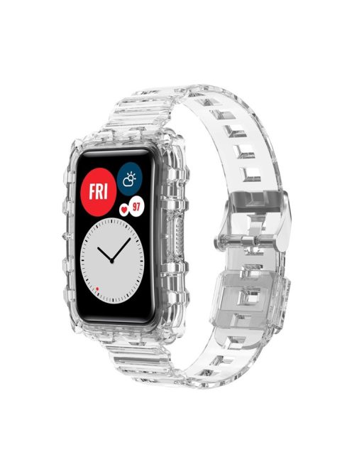 Transparent TPU Integrated Smart Watch Band Wrist Strap Frame for Huawei Watch Fit / Fit 2 / Fit New, One Size - Transparent