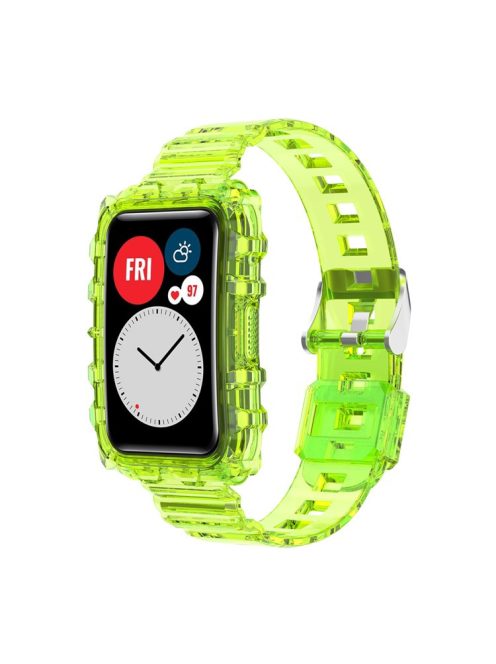 Transparent TPU Integrated Smart Watch Band Wrist Strap Frame for Huawei Watch Fit / Fit 2 / Fit New, One Size - Yellowgreen