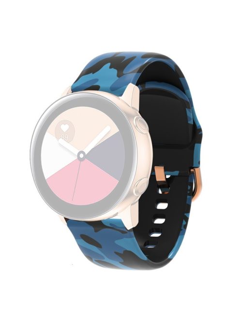 Universal 22mm Patterned Silicone Watch Band Strap for Huawei Watch 3 / 3 Pro / Samsung Amazfit Watch Etc - Blue Camouflage