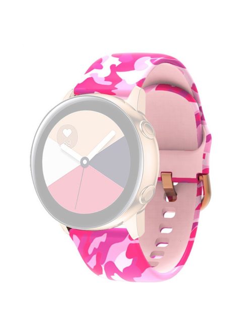 Universal 22mm Patterned Silicone Watch Band Strap for Huawei Watch 3 / 3 Pro / Samsung Amazfit Watch Etc - Pink Camouflage