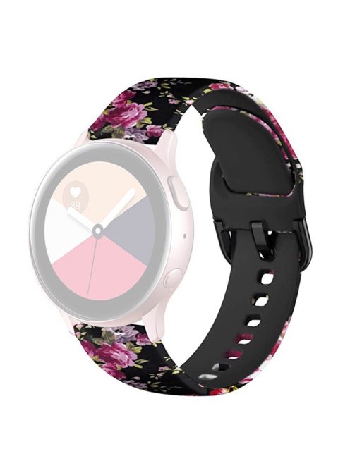 Universal 22mm Patterned Silicone Watch Band Strap for Huawei Watch 3 / 3 Pro / Samsung Amazfit Watch Etc - Pink Flowers