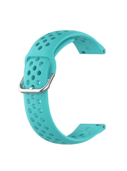 Universal 22mm Width Air Holes Silicone Watch Band Replacement for Huawei Watch 3 / 3 Pro / Samsung Amazfit Watch Etc - Cyan