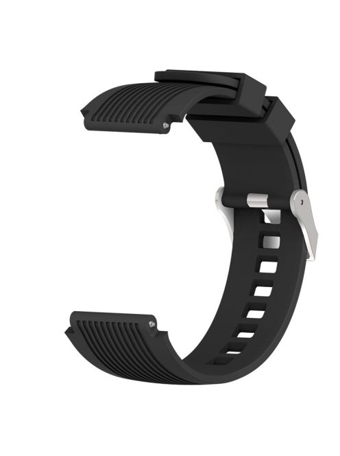 Universal 22mm Width Lines Soft Silicone Band Watchband Strap for Huawei Watch 3 / 3 Pro / Samsung Amazfit Watch Etc - Black