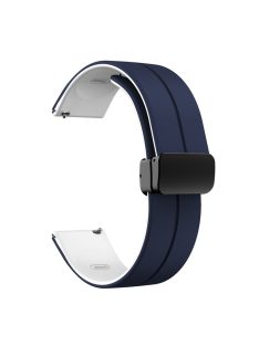   Watch Band for Huawei Watch 4 / Watch 4 Pro / Watch 3 / Watch 3 Pro , 22mm Silicone Dual Color Strap with Black Magnetic Folding Buckle - Midnight Blue+White