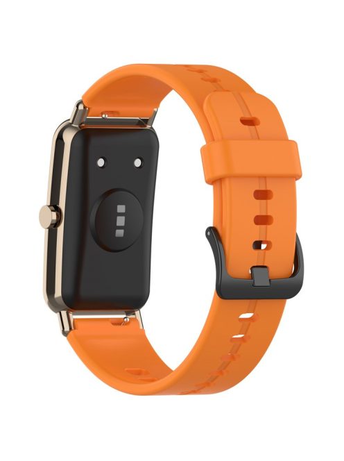 Waterproof Soft Solid Color Silicone Watch Strap Wristband with Buckle for Huawei Watch Fit Mini - Orange