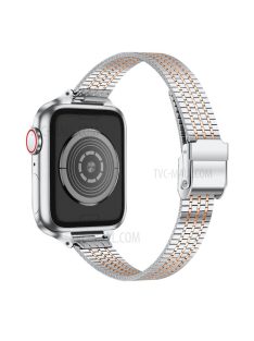   14mm Seven Beads Stainless Steel Watch Band Replacement Strap with Durable Clasp for Apple Watch Series 8 41mm / Series 7 41mm / SE 44mm / SE (2022) 44mm /  6 / 5 / 4 40mm / Series 3 / 2 / 1 38mm - Silver / Rose Gold