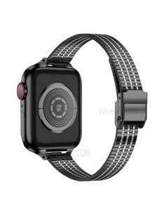   14mm Seven Beads Stainless Steel Watch Band Replacement Strap with Durable Clasp for Apple Watch Series 8 41mm / Series 7 41mm / SE 44mm / SE (2022) 44mm / 6 / 5 / 4 40mm / Series 3 / 2 / 1 38mm - Black