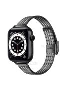 14mm Seven Beads Stainless Steel Watch Band Replacement Strap with Durable Clasp for Apple Watch Series 8 41mm / Series 7 41mm / SE 44mm / SE (2022) 44mm / 6 / 5 / 4 40mm / Series 3 / 2 / 1 38mm - Black