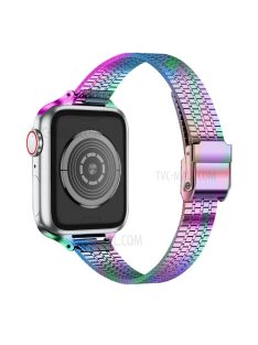   14mm Seven Beads Stainless Steel Watch Band Replacement Strap with Durable Clasp for Apple Watch Series 8 41mm / Series 7 41mm / SE 44mm / SE (2022) 44mm / 6 / 5 / 4 40mm / Series 3 / 2 / 1 38mm - Colorful