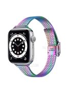 14mm Seven Beads Stainless Steel Watch Band Replacement Strap with Durable Clasp for Apple Watch Series 8 41mm / Series 7 41mm / SE 44mm / SE (2022) 44mm / 6 / 5 / 4 40mm / Series 3 / 2 / 1 38mm - Colorful