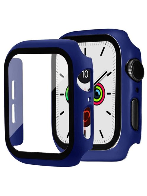 2-in-1 Frame PC + Tempered Glass Protector Watch Case for Apple Watch Series 3/2/1 42mm - Dark Blue