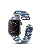 22mm Camouflage Style TPU+PU Nylon Watch Band for Apple Watch Ultra 49mm / Ultra 2 49mm / Series 9 45mm / SE (2023) 44mm / Series 8 / 7 45mm / Series 6 / SE / SE (2022) 44m / 5 / 4 44mm / Series 1 / 2 / 3 42mm - Camouflage Blue