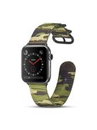 22mm Camouflage Style TPU+PU Nylon Watch Band for Apple Watch Ultra 49mm / Ultra 2 49mm / Series 9 45mm / SE (2023) 44mm / Series 8 / 7 45mm / Series 6 / SE / SE (2022) 44m / 5 / 4 44mm / Series 1 / 2 / 3 42mm - Camouflage Dark Green