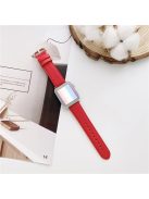 22mm Solid Color Genuine Leather Watch Band for Apple Watch Series 10 42mm / 9 8 7 41mm / 6 5 4 SE SE (2022) SE (2023) 40mm / 3 2 1 38mm - Red