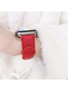 22mm Solid Color Genuine Leather Watch Band for Apple Watch Series 10 42mm / 9 8 7 41mm / 6 5 4 SE SE (2022) SE (2023) 40mm / 3 2 1 38mm - Red